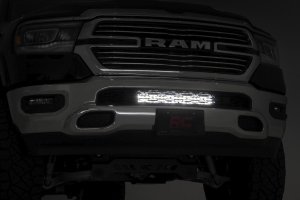 Ram 1500 LED Light Kit - Bumper Mount - Rough Country - Dual Row, Amber DRL - Black - '19-'23